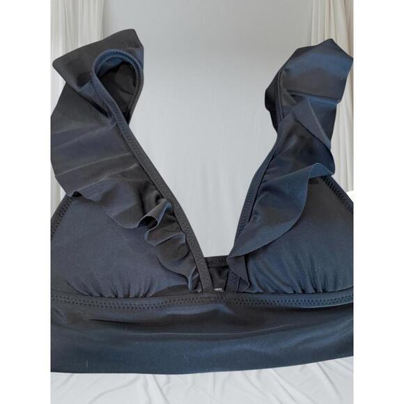 Elegant Black Ruffled Bikini Top by Aerie Size XS - Picture 1 of 4